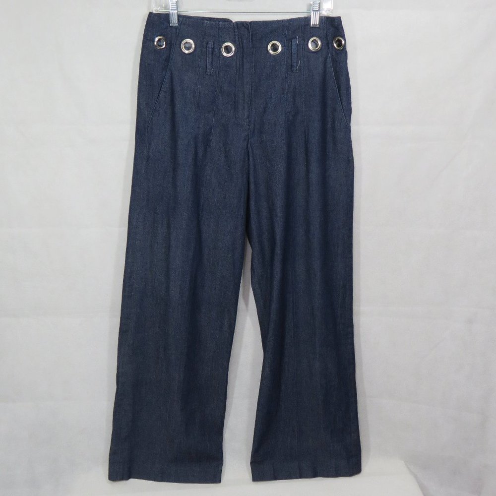 Sandro Sportswear High Waisted Wide Leg Grommets Jeans Size 6